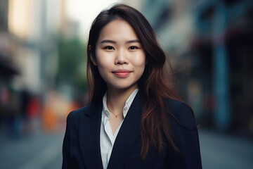 Young smiling asian woman in business suit