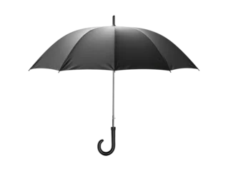 Fotobehang Open black umbrella isolated on transparent or white background, png © Medard