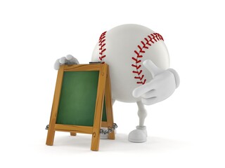 Baseball character with chalk signboard