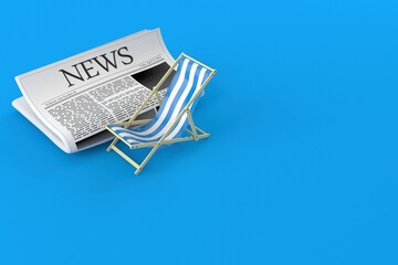 Deck chair with newspaper - 616701649