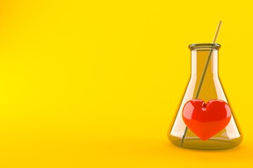 Heart inside chemistry flask