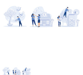 Characters manage finances. managing financial income, consulting with accountant. flat vector modern illustration