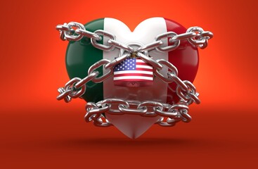 Mexico flag and padlock with usa flag - 616701893