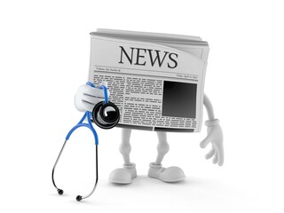 Newspaper character holding stethoscope - 616702220