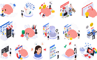 Obraz premium Neuromarketing Isometric Set