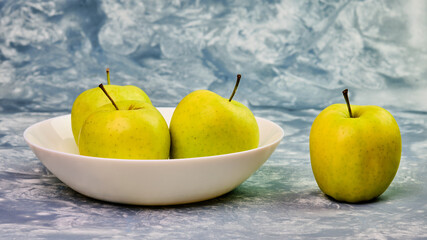 Still life with green apples