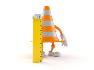 Traffic cone character holding ruler - 616702687