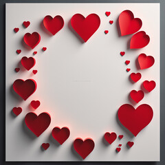 Red hearts overlay frame, white background