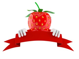 Strawberry character with blank banner - 616702844