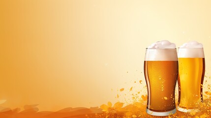 Beer festival glasses filled with cool, delicious beer illustrations.AI generated.