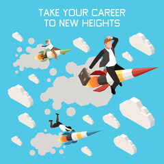 Career Boost Isometric Poster