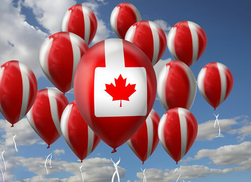 Canada day celebration with balloon logo concept