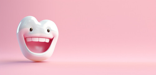happy sweet tooth smiling at pink isolated background.. Generative AI.