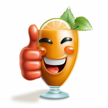 3d cocktail giving thumbs up. cncept of good cocktail review. Isolated background. Generative AI.