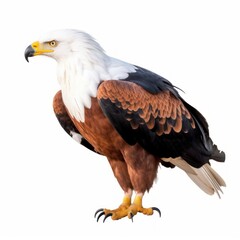 Fototapeta premium African Fish Eagle Savanna Animal. Isolated on White Background. Generative AI.