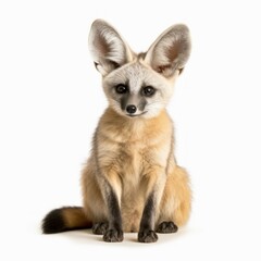 Obraz premium Bat-Eared Fox Savanna Animal. Isolated on White Background. Generative AI.