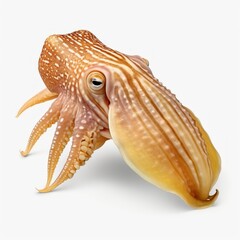Obraz premium Cuttlefish Water Animal. Isolated on White Background. Generative AI.