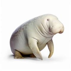 Obraz premium Dugong Water Animal. Isolated on White Background. Generative AI.