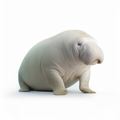Dugong Water Animal. Isolated on White Background. Generative AI.