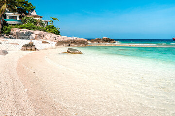 white beach on tropical island