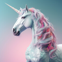 Naklejka premium A fascinating and divine Unicorn, with beautiful background