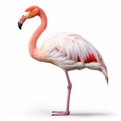 Lesser Flamingo Savanna Animal. Isolated on White Background. Generative AI.