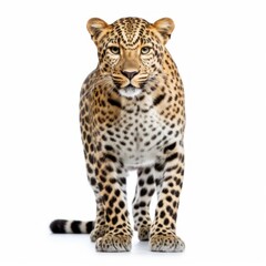 Leopard Savanna Animal. Isolated on White Background. Generative AI.