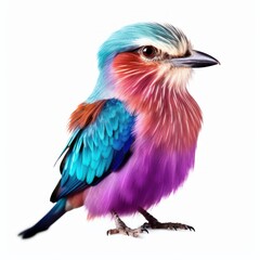 Lilac-Breasted Roller Savanna Animal. Isolated on White Background. Generative AI.