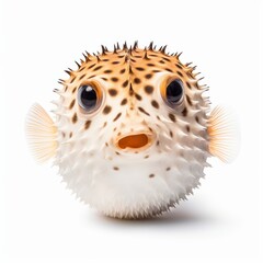 Pufferfish Water Animal. Isolated on White Background. Generative AI.