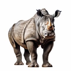Obraz premium Rhinoceros Savanna Animal. Isolated on White Background. Generative AI.