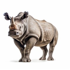 Fototapeta na wymiar Rhinoceros Savanna Animal. Isolated on White Background. Generative AI.