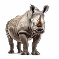 Obraz premium Rhinoceros Savanna Animal. Isolated on White Background. Generative AI.