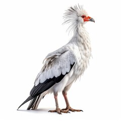 Obraz premium Secretary Bird Savanna Animal. Isolated on White Background. Generative AI.