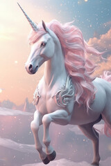 Fototapeta na wymiar A fascinating and divine Unicorn, with beautiful background