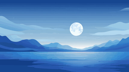Fototapeta na wymiar Mountain landscape vector art with blue hues.