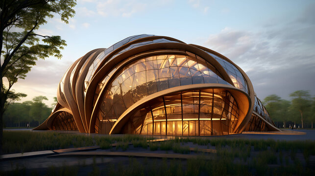 b&acirc;timents imaginaires s'inspirant de la nature, biomim&eacute;tisme - IA g&eacute;n&eacute;rative