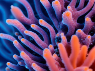 Naklejka na ściany i meble a close up of an orange and blue coral.