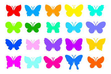 Obraz na płótnie Canvas Butterfly silhouette vector set. Layered template for laser or paper cutting, printing on a T-shirt, mug. Insects cut files. Flat style. Hand drawn decorative element for your design. 