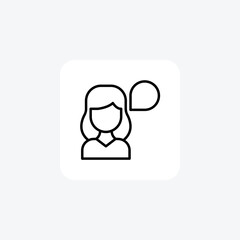 Female Consultant, Messaging, Chat Vector Line Icon