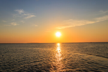 View of the Indian ocean at sunset in Zanzibar, Tanzania