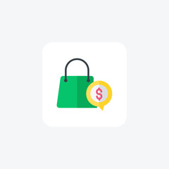 Shopping, Dollar, Money, Currency Vector Flat Icon