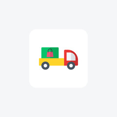 Mini Truck, Parcels Vector Flat Icon