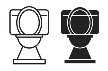 Toilet vector icon set in filled and outlined style.