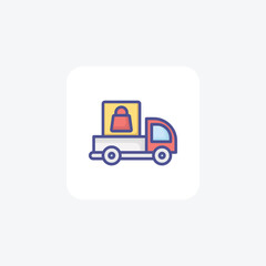 Truck With Parcel Vector Fill Icon