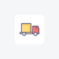 Mini Truck, Loading, Parcel Vector Outline Filled Icon