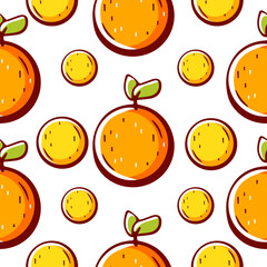 Vector pattern in cartoon style with citrus fruits.