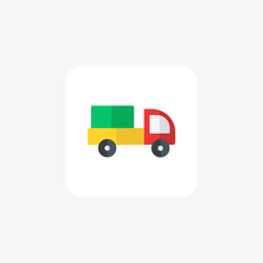 Mini Truck, Loading, Parcel Vector Flat Icon