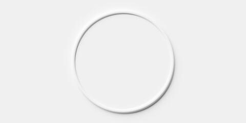 Round soft white circle on white background neomorphism abstract minmal modern background element template