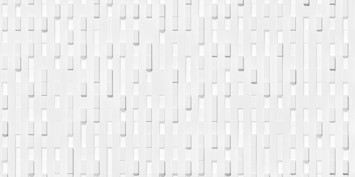 Random shifted and scattered inset and offset cubes geometrical white background wallpaper banner pattern frame filling flat lay top view from above