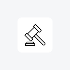 Law, Mallet, Gavel, Justice, Ethics Vector Line Icon